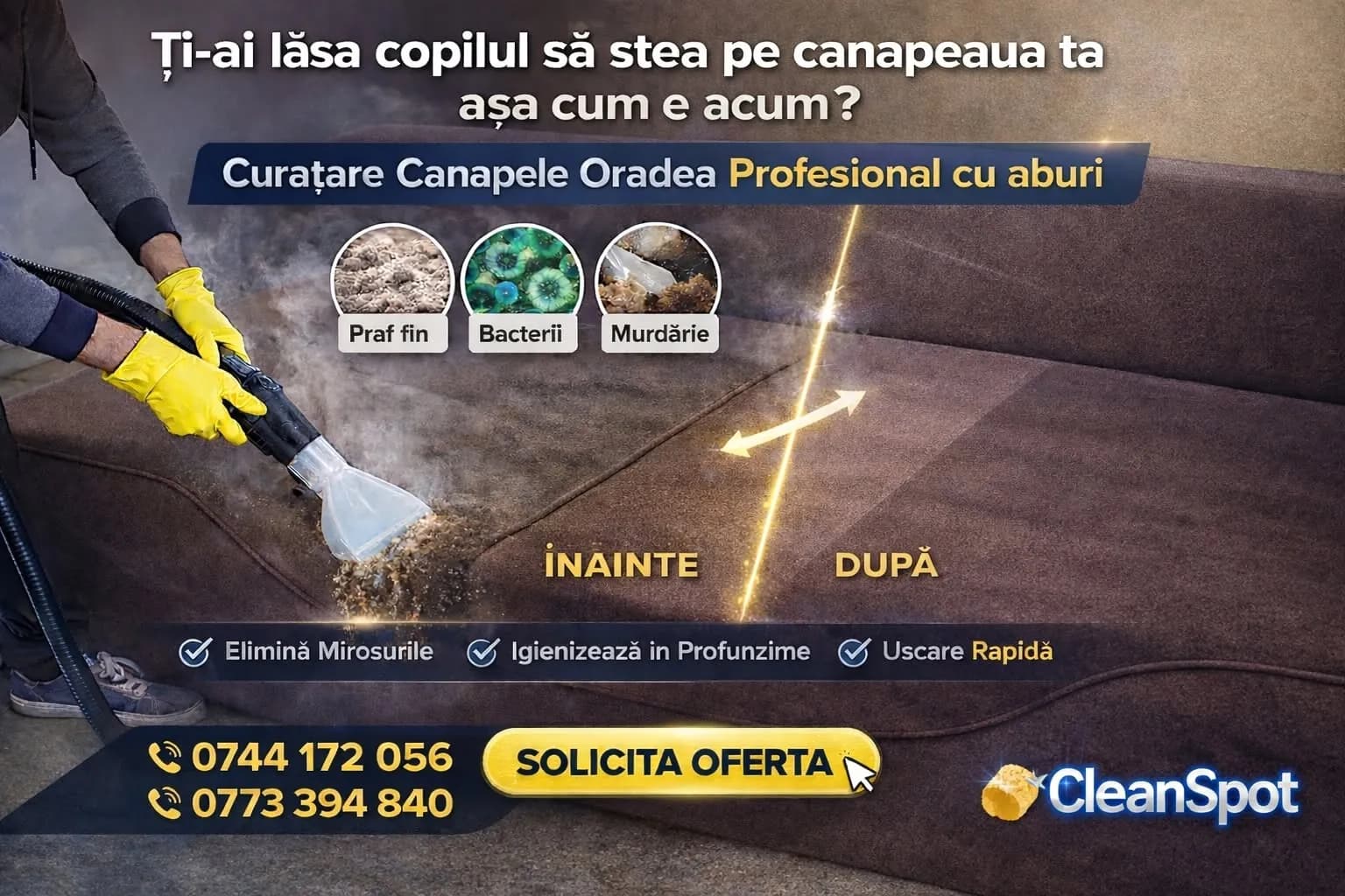 Curățare tapițerie în Oradea: ghid pentru canapele, saltele și auto